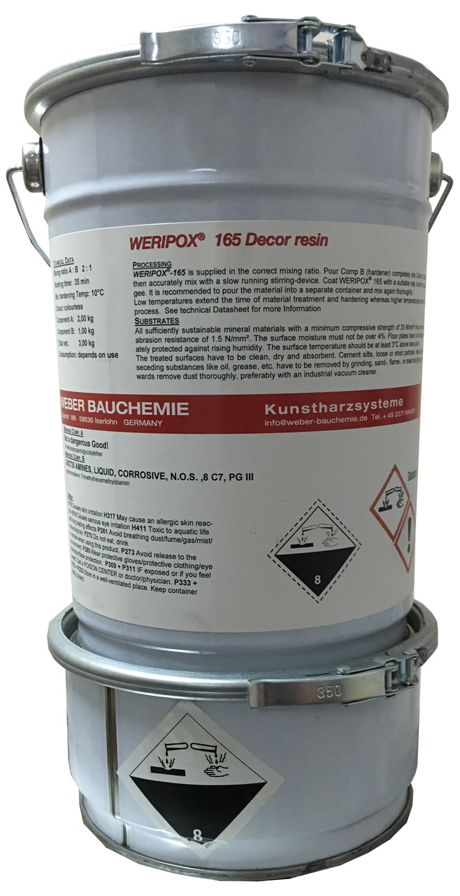 Епоксидна УФ високостійка, прозора 2-компонентна смола Weripox® 165, пак. 10 кг/Епоксидна наливна підлога
