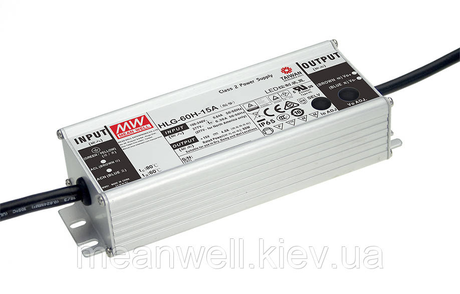 HLG-60H-20 Блок живлення Mean Well 60вт, 3 А, 20 в драйвер живлення світлодіодів LED IP67