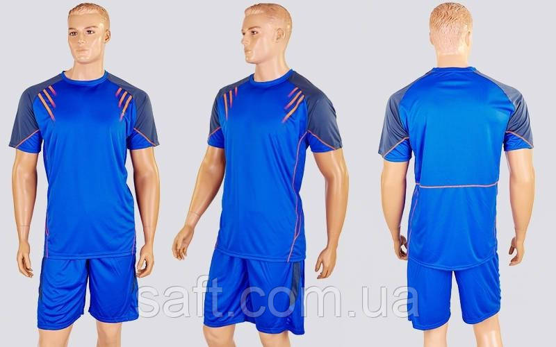 Футбольная форма Captain (PL, р-р M-XXL, синий-черный, шорты синие) - фото 1 - id-p635355820