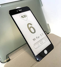 IPhone 6 Plus, 6s Plus захисне скло на телефон протиударне 5D full glue Black чорне