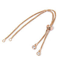 Основа под Браслет с Фианитами, Латунь, Розовое Золото, 125х1мм, Бусина 7x3мм, 1 шт