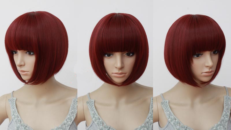 Перука бордова каре з чубом, Перука каре, перука жіноча, фото 1