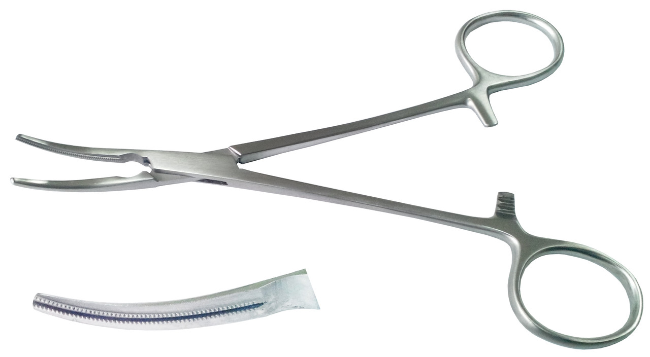 Затискач атравматичний, кровоспинний, вигнутий. Довжина 16 см, фото 1