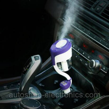 Автомобільний зволожувач повітря, освіжувач повітря, ароматизатор + 2 USB, фото 1