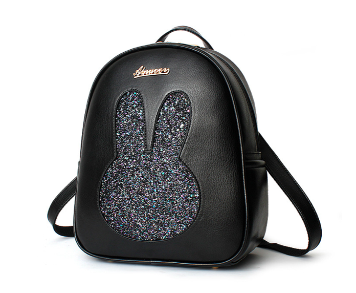 Рюкзак жіночий блискітками Rabbit Чорний