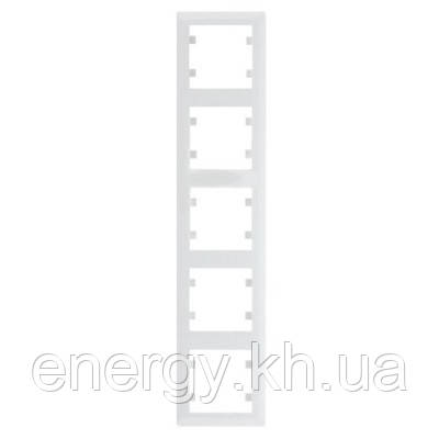 Рамка 5 пост. вертикальна Hager Lumina soul Білий, фото 1