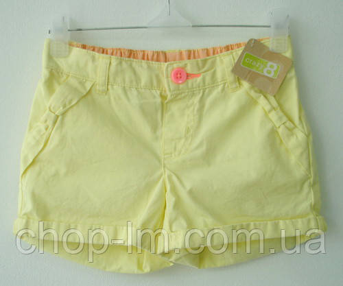 Шорти для дівчинки 6-12, 12-18, 18-24 міс, 2, 3, 4 роки жовті Crazy8 (шорти для динчинки котон)