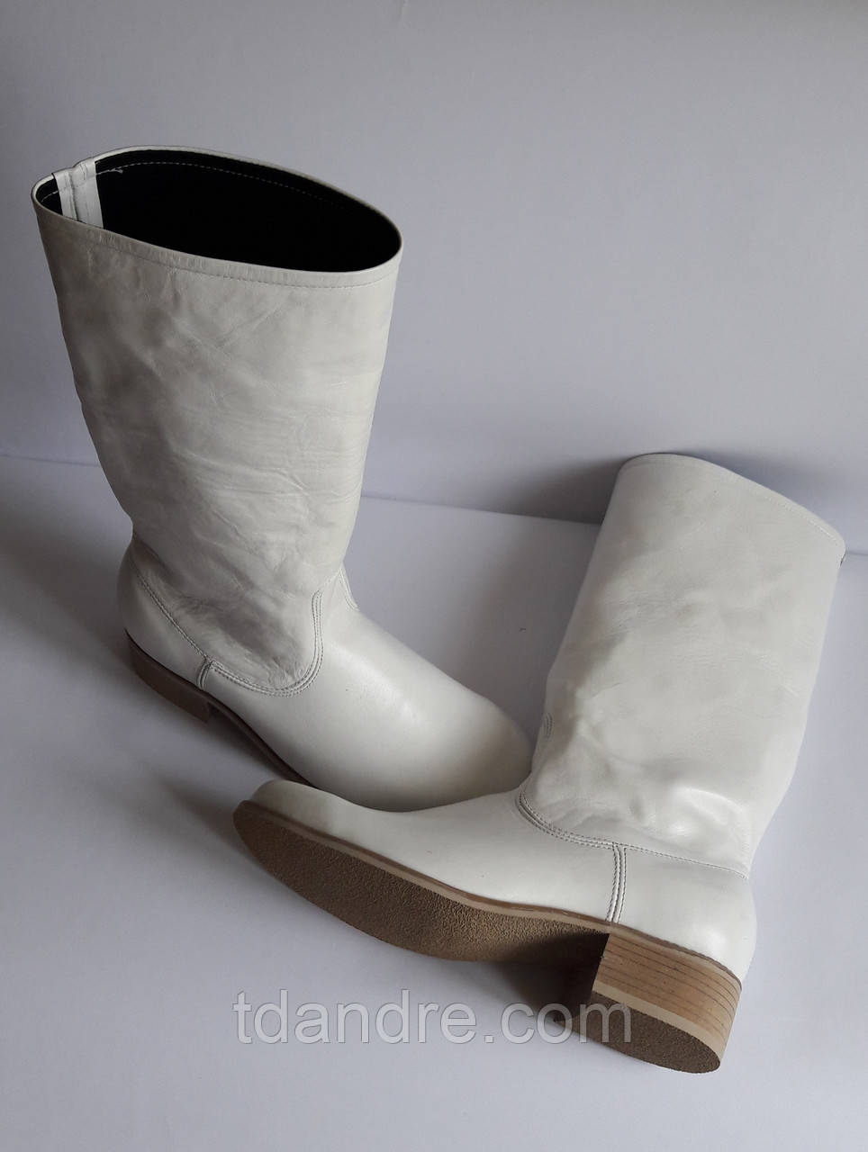 Чоботи шкіряні сценічні чоловічі білі, фото 1