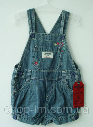 Короткий комбинезон для девочки 18 месяцев "Цветочки" OshKosh деним (комбінезон короткий для дівчинки 18 міс)