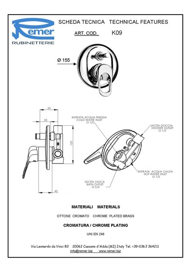 Змішувач прихованого монтажу REMER KISS, фото 1