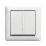 Вимикач 2-клавішний - Hager Lumina Білий, фото 2