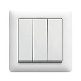 Вимикач 3-кл. Hager Lumina Білий, фото 2