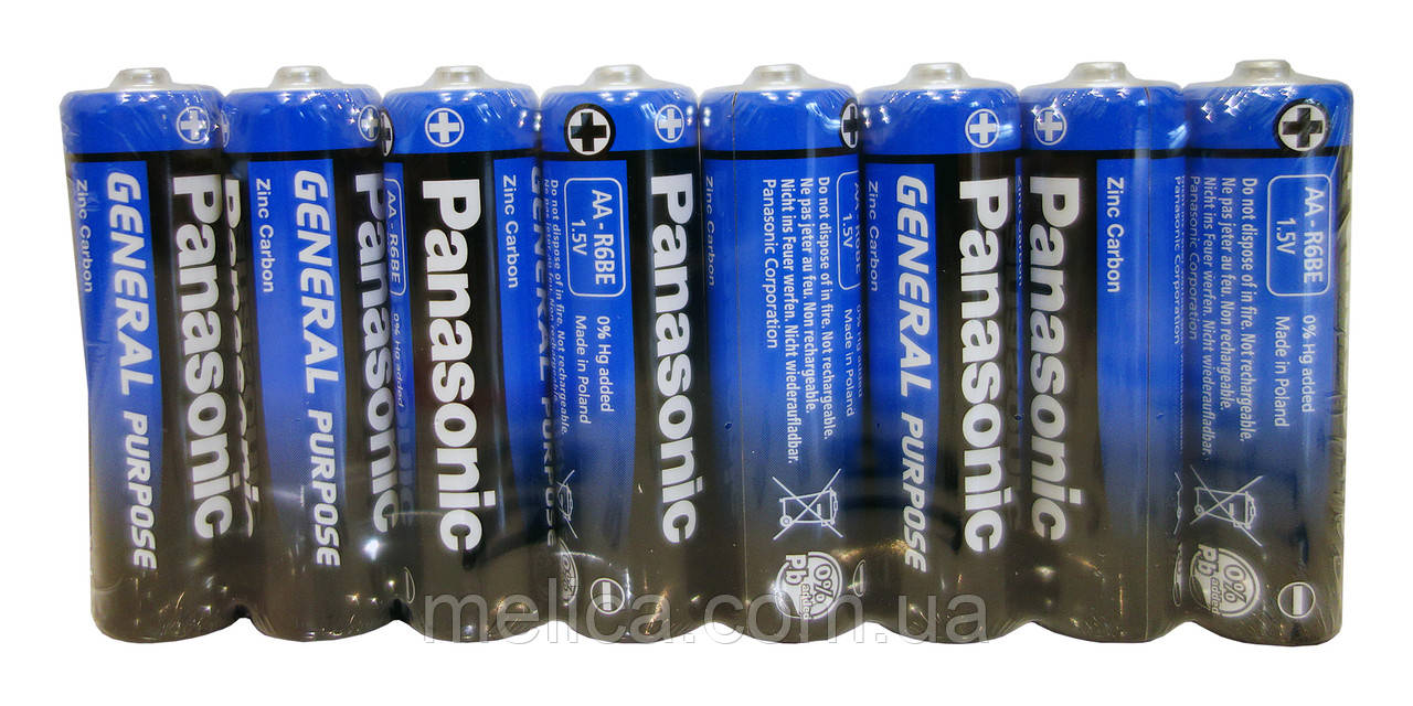Батарейки Panasonic General Purpose солевые AA-R6BE 1,5V - 1 штука - фото 1 - id-p293514127