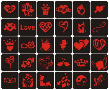 Набір трафаретів для біотату Valentine2 30 шт., фото 1