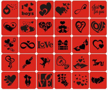 Набір трафаретів для біотату Valentine1 30 шт., фото 1