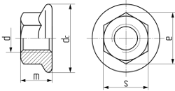 Описание: Гайка шестигранная с  фланцем DIN 6923. Чертёж