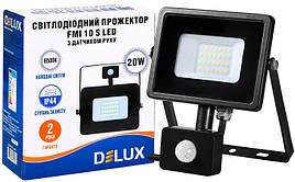 Прожектор LED 20Вт 6500K з датчиком руху IP44 DELUX