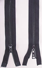 Блискавка тракторна косий зуб №5 темно синя, океан пластикова з двома бігунками 110см