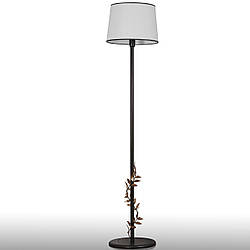 Підлоговий світильник, торшер з білим абажуром та оливковою гілкою