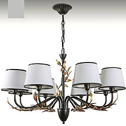 Люстра у стилі флористика для великої кімнати 8-ти лампова на ланцюгу з абажурами