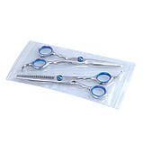 Перукарські ножиці для стрижки волосся. Перукарський набір ножиць 6 дюймів прямі й філіровочні ножиці, фото 2