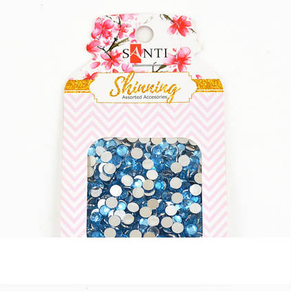 Набор страз круглых, многогранных, голубого цвета, 8 гр, 741505 SANTI 