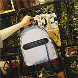 Модний рюкзак жіночий міський. Рюкзак для дівчинки Стела з ланцюгами (сірий), фото 4