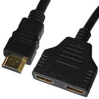 Переходник , штекер HDMI - 2 гнезда HDMI, со шнуром 0,2 метра