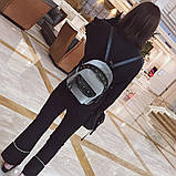 Рюкзак жіночий оксамитовий для дівчат, дівчаток з заклепками (сірий), фото 4