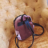 Рюкзак жіночий оксамитовий для дівчат, дівчаток з заклепками (сірий), фото 5