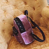 Рюкзак жіночий оксамитовий для дівчат, дівчаток з заклепками (сірий), фото 8