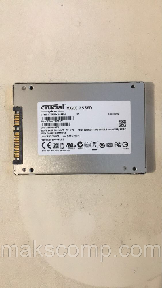 SSD Crucial MX200 250GB 2.5" SATAIII MLC (CT250MX200SSD1)