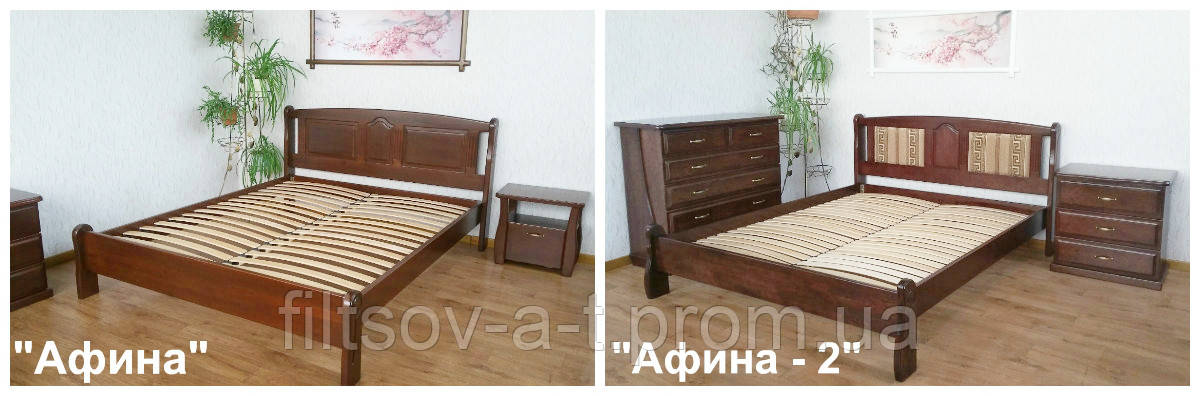 Спальный гарнитур из натурального дерева "Афина" (двуспальная кровать, 2 тумбочки) - фото 2 - id-p444289987