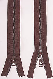 Блискавка тракторна косий зуб №5 темно коричневий пластикова з двома бігунками 110см