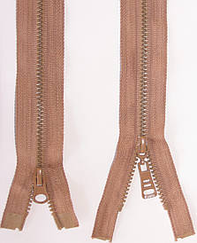 Блискавка тракторна косий зуб №5 темно бежевий пластикова з двома бігунками 110см