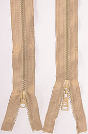 Блискавка тракторна косий зуб №5 світло бежевий пластикова з двома бігунками 110см