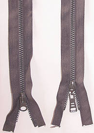 Блискавка тракторна косий зуб №5 темно сірий пластикова з двома бігунками 110см