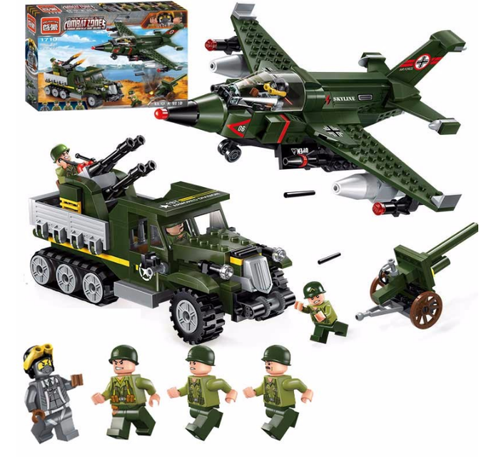 Конструктор 1710 "Авианалет" военный, транспорт, фигурки от компании Brick, 223 деталей