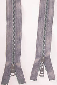 Блискавка тракторна косий зуб №5 середньо сірий пластикова з двома бігунками 110см