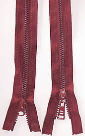 Блискавка тракторна косий зуб №5 Бордовий пластикова з двома бігунками 110см