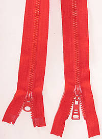 Блискавка тракторна косий зуб №5 Світло червоний пластикова з двома бігунками 110см