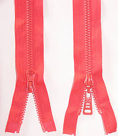 Блискавка тракторна косий зуб №5 Корал пластикова з двома бігунками 110см