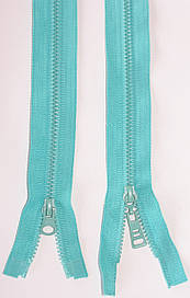 Блискавка тракторна косий зуб №5 Світла бірюза пластикова з двома бігунками 110см