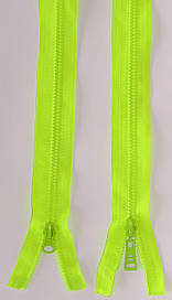 Блискавка тракторна косий зуб №5 Лимонний пластикова з двома бігунками 110см