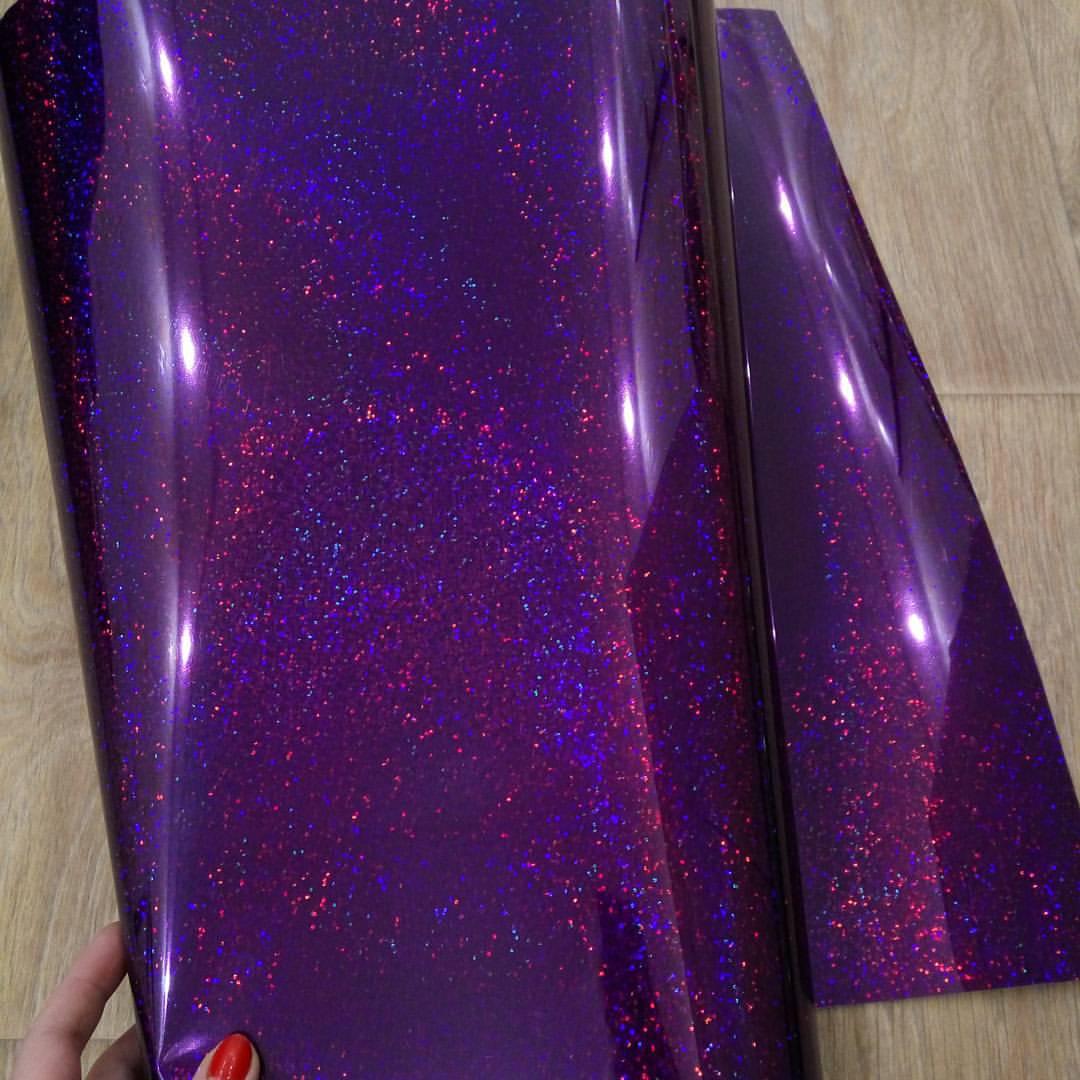 Термоплівка флекс фіолетовий глітер для друку на тканині дзеркальна 