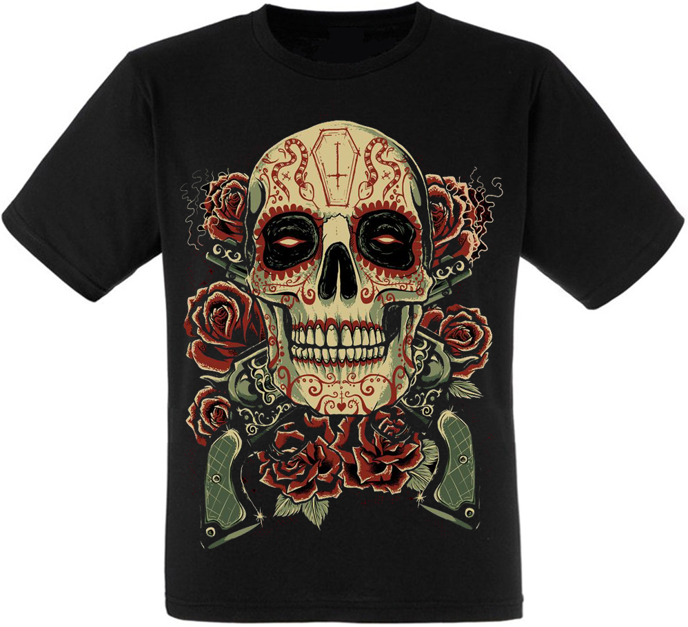 Футболка Skull, Roses, Guns - фото 1 - id-p636453607