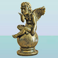 Садовая фигура, скульптура для сада Играющий ангел