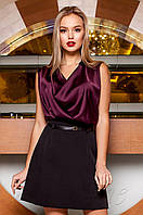 Женская шелковая блуза Колинс марсала ТМ Jadone 42-48 размеры