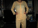 Піжама жіноча жовта та кремова 100% бавовна розмір М (46) на ґудзиках, фото 2