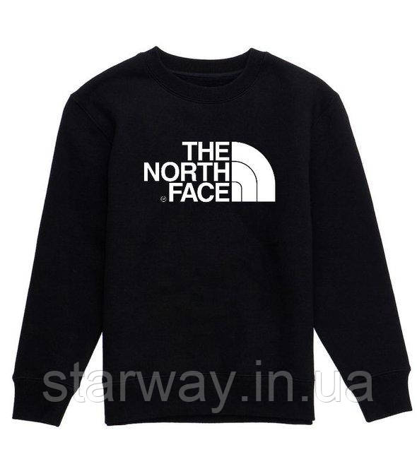 Чорний світшот з білим принтом the north face | стильна кофта